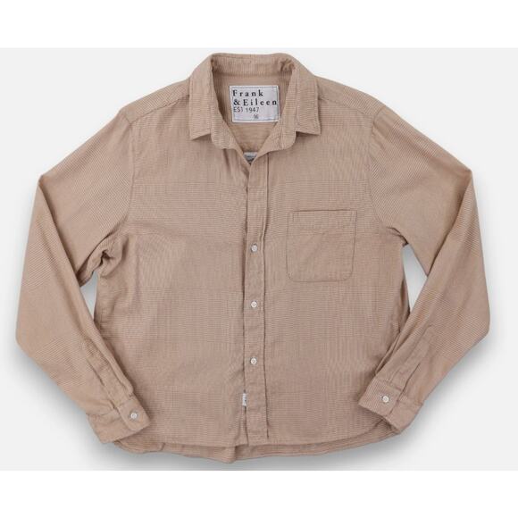 Frank & Eileen Shirt Top Flannel Silvio Cream Camel Brown Button Down Plaid Sz M - Picture 2 of 14